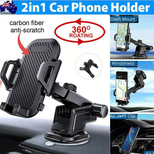 Universal 360° Windshield Mount Car Smart Phone Holder Cradle Long Neck AU - Aimall