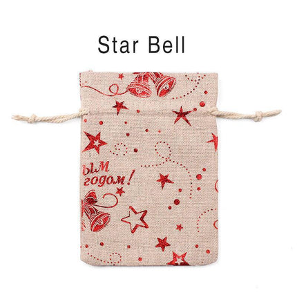 10PCS Christmas Cookie Candy Treat Gift Bags Xmas Party Wrapping Drawstring Bag - Aimall