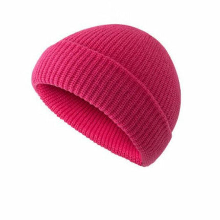 Men Women Mini Fisherman Beanie Hat Winter Soft Woolen Knitted Docker Skull Cap - Aimall