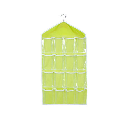 16 Pockets Organizer Clear Hanger Wardrobe Storage Bag Hanging Socks Rack Holder - Aimall