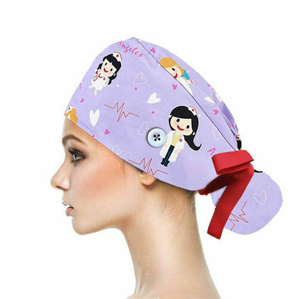 LongHair Surgical Scrub Cap Doctor Nurse Bouffant Hat Adjustable Comfy HeadCover - Aimall
