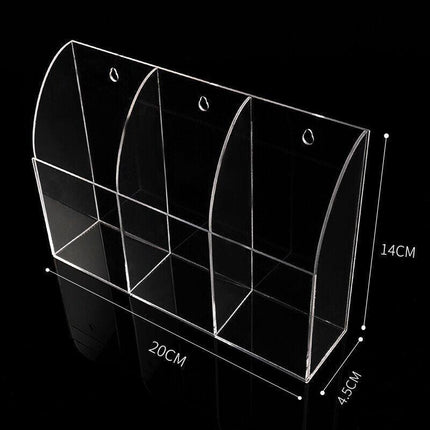 TV Remote Control Holder Wall Mount Clear Acrylic Organizer Stand Box Storage - Aimall