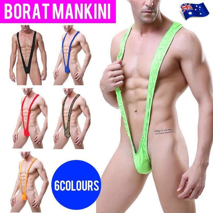 Men Borat Style Sexy Mankini Beach Swimming Thong Underwear Bodysuit Swimsuit Au Aimall