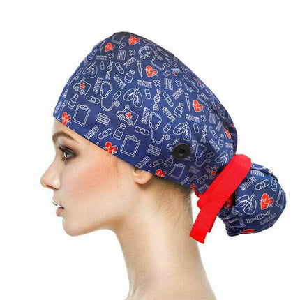 LongHair Surgical Scrub Cap Doctor Nurse Bouffant Hat Adjustable Comfy HeadCover - Aimall
