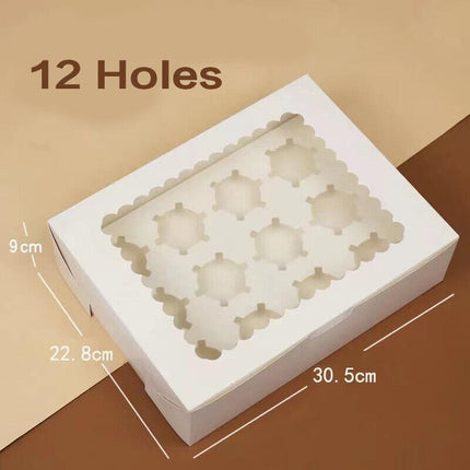 Cupcake Box Cases 1/2/4/8/12 Holes Window Face Cases Party Wedding Muffin Baking - Aimall