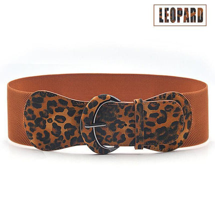 Women Ladies Faux Leather Wide Stretch Elastic Buckle Cinch Waist Wide Belt AU - Aimall