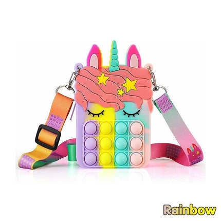 Pop it Shoulder Bag for Girls and Women Unicorn Pop Purse Bags for Kids Autism - Aimall