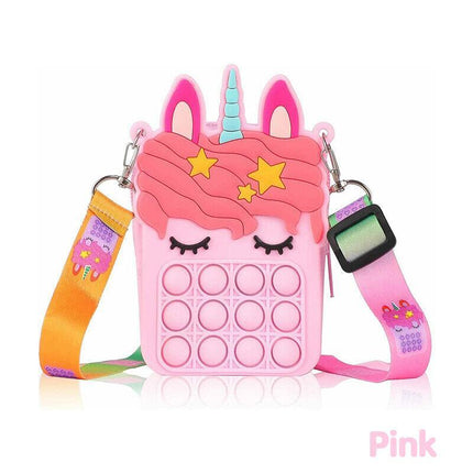 Pop it Shoulder Bag for Girls and Women Unicorn Pop Purse Bags for Kids Autism - Aimall