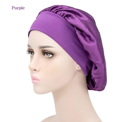 Sleeping Bonnet Hair Wrap Silk Satin Cap Women Elastic Night Soft Hat Headwear - Aimall