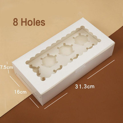 Cupcake Box Cases 1/2/4/8/12 Holes Window Face Cases Party Wedding Muffin Baking - Aimall