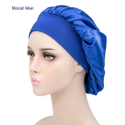 Sleeping Bonnet Hair Wrap Silk Satin Cap Women Elastic Night Soft Hat Headwear - Aimall