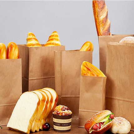 Brown Kraft Paper Bags Take Away Food Lolly Grocery Buffet Craft Gift Market Bag - Aimall