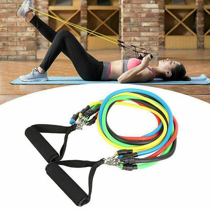 11PCS Yoga Strap Latex Resistance Bands Exercise Home Gym Tube Fitness ElasticAU - Aimall