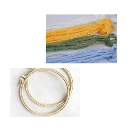 DIY Flowers Pattern Embroidery Kits Craft Beginner Needlepoint Hoop Cross Stitch - Aimall