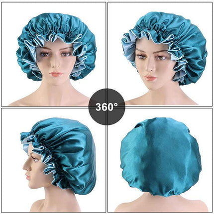 Women's Sleep Cap Elastic Satin Bonnet Wide Band Curly Hair Pure Sleeping Hat AU - Aimall