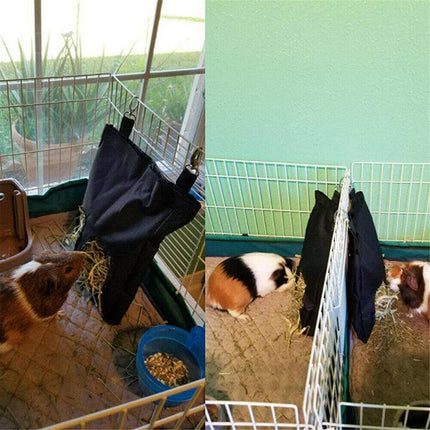 Rabbit Hay Feeder Bag Pet Rat Food Hanging Storage Slow Eating Feeding Pouch S/L - Aimall