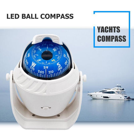 1PC Magnetic Boat Compass White Built in Light 65mm Card Pivoting Marine Sea AU - Aimall