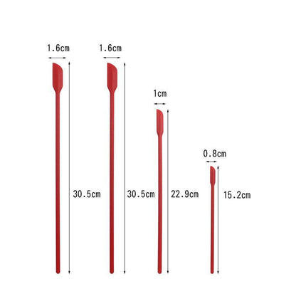 4x Silicone Mini Spatula Jar Scraper Scoop Tip Long Spatula Cosmetic Bottle B8A3 - Aimall