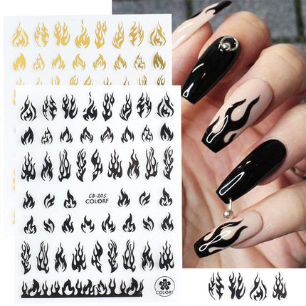 1PC NEW 3D Nail Art stickers Flames manicure decals nail accessory AU STOCK - Aimall