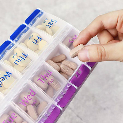 14 Slot 7 Day Pill Box Dispenser Medicine Organiser AM Case Medication AU Stock - Aimall