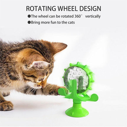Windmill Pet Cat Treat Food Dispenser Toys Slow Feeder Puzzle Interactive Toys - Aimall