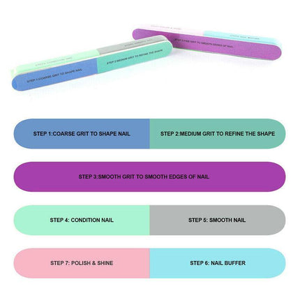 7 Way Professional Natural Nail File Straight Buffer Sanding Manicure Tools AU - Aimall