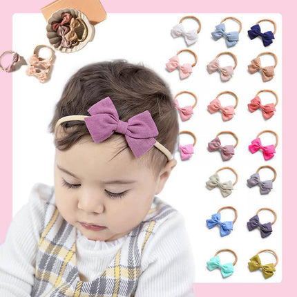 2 PCS Baby Girl Infant Toddler Linen Elastic Bow Hairband Headband Hair Clip AU - Aimall