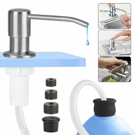 Stainless Steel Sink Soap Dispenser Extension Tube Kit Kitchen Sink Pumps Hand - Aimall
