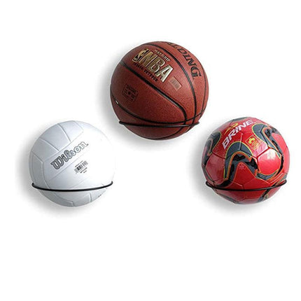 Wall Mounted Ball Rack Holder Basketball Football Hoop Display Save Space Stand - Aimall