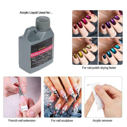 Acrylic Nail Art Starter Kit Clear White Pink Acrylic Powder 120ML Liquid Set AU - Aimall