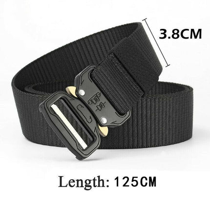Mens Canvas Outdoor Tactical Belt Heavy Duty Army Waist Web Waistband Strap Hot - Aimall