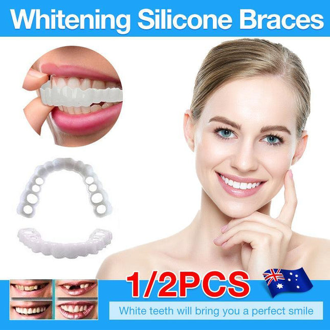 Snap On Bottom /Upper Lower False Teeth Dental Veneers Dentures Fake Tooth Smile - Aimall