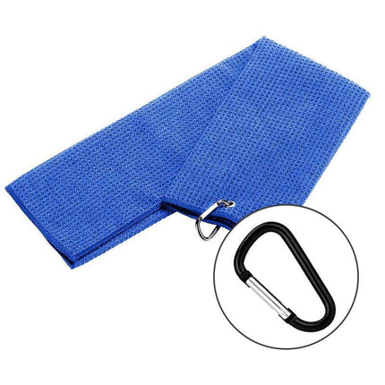 Golf Towel Waffle Pattern Cotton With Carabiner Cleaning Towels Sports Black AU - Aimall