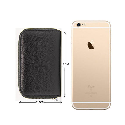 Women Zip Leather Wallet Card Holder Blocking Coin Purse Pouch Short Wallet RFID - Aimall
