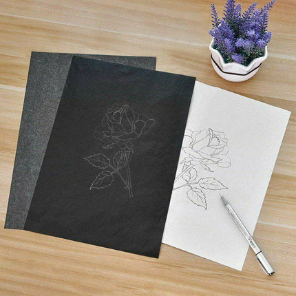 100x Sheets Carbon Paper Transfer Copy Graphite Tracing A4 Wood Canvas Art Black - Aimall