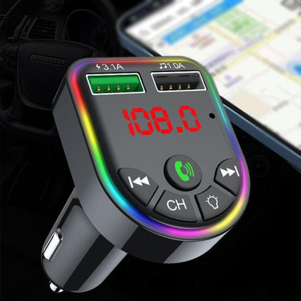 Car FM Transmitter Bluetooth Radio MP3 Player Music RGB Light Charger Kit USB - Aimall