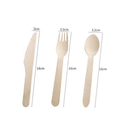 Wooden Cutlery Set Disposable Bamboo Wood Bulk Buy Forks Spoons Knives Party Eco - Aimall