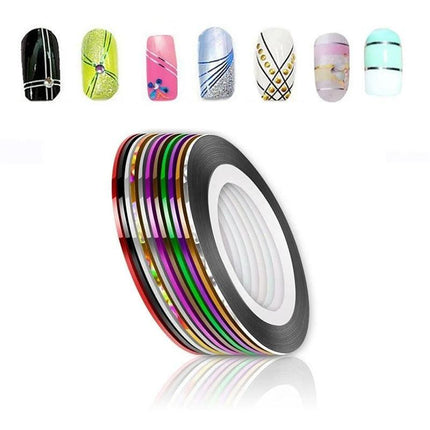 32PCS Nail Striping Tape Metallic Laser Line Sticker Rolls Manicure DIY Mixed AU - Aimall
