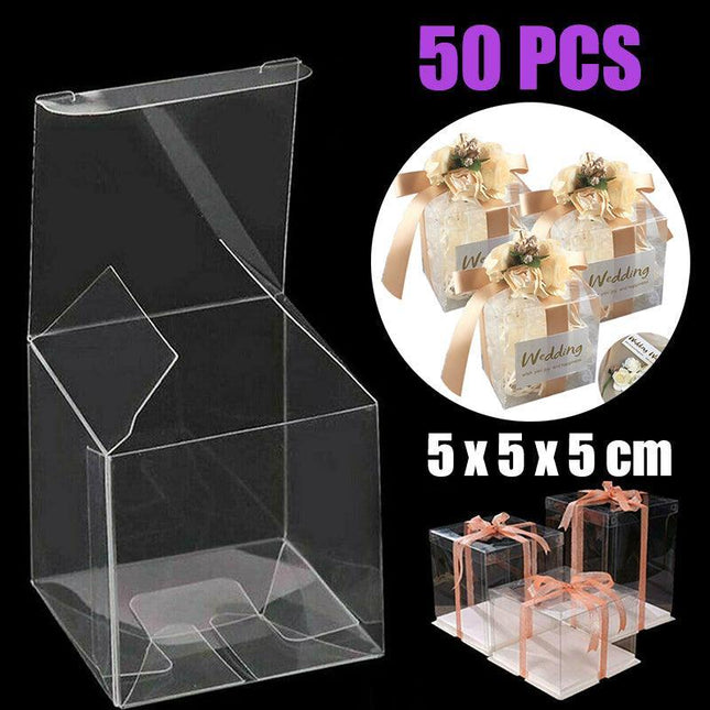 up 200X Clear Macaron Square Boxes Bomboniere Wedding Favour Baby 5x5x5cm - Aimall