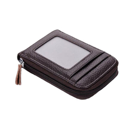 RFID Blocking Leather Wallet Anti-theft Credit Card Holder Men Women Coin Purse - Aimall
