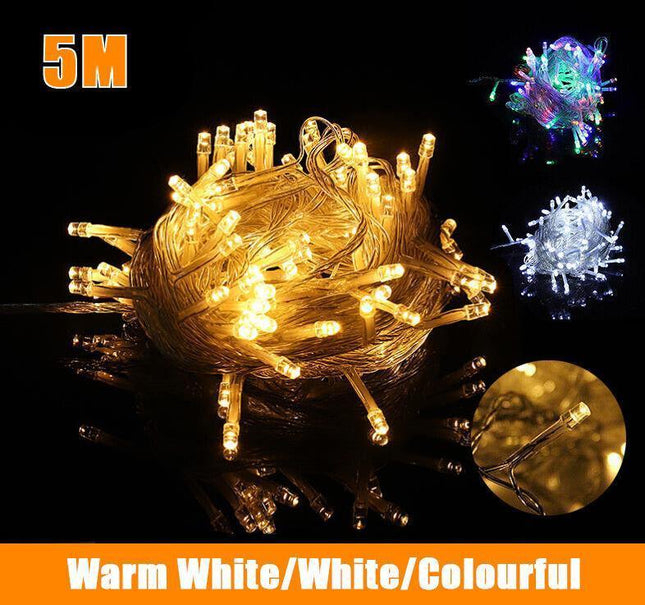 5M 50 Led Curtain Fairy String Lights Wedding Outdoor Christmas Garden Party AU - Aimall