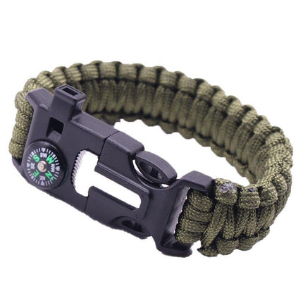 Outdoor Emergency 5 In 1 Survival Paracord Bracelet Flint Starter Whistle Compas Aimall