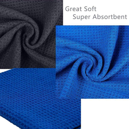 Golf Towel Waffle Pattern Cotton With Carabiner Cleaning Towels Sports Black AU - Aimall