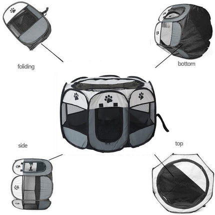 8 Panel Pet Tent Playpen Dog Cat Play Pen Bags Kennel Portable Puppy Crate AU - Aimall