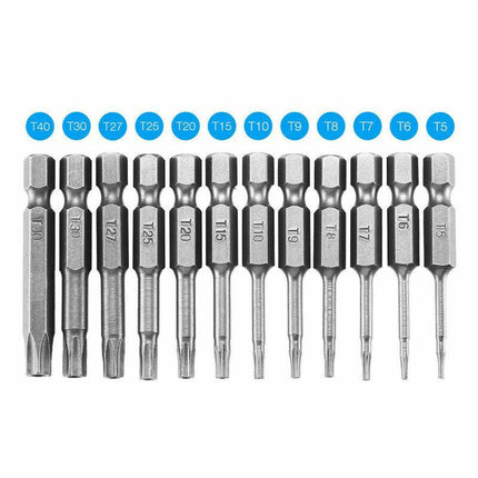 Torx Head Magnetic Screw Driver Bit Set 12pc Hex Shank Impact Power Tamper Proof - Aimall