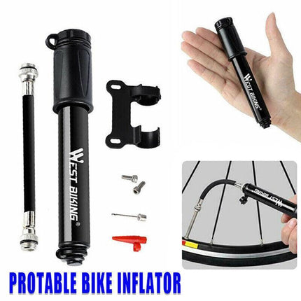 Aluminium MINI BICYCLE AIR PUMP Bike Hand Ball Inflator Portable Cycling Tyre AU - Aimall