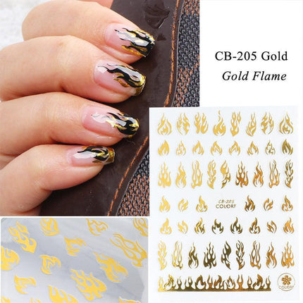 1PC NEW 3D Nail Art stickers Flames manicure decals nail accessory AU STOCK - Aimall