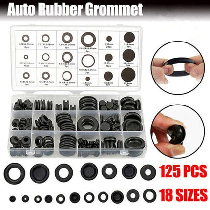 125PCS Rubber Grommet Assortment Set Fastener Kit Blanking 18 Popular Sizes AU - Aimall