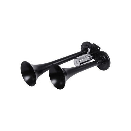 12/24V 600db Car Boat Truck Lorry Super Loud 2 Trumpet Air Horn Black AU Stock - Aimall