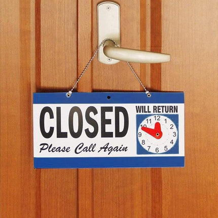 Open - Closed Will Return Sign Business Shop Door Restaurant Hand Crafted Clock - Aimall